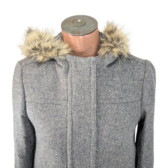 J.Crew Mercantile 00 Heathered Gray Vail Park Wool Blend Hooded Winter Coat - Picture 4 of 9